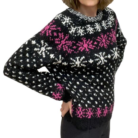 J.Crew Jacquard Snowflake Sweater Sz S New $168 Relaxed Chunky Knit Wool Alpaca - Picture 3 of 10